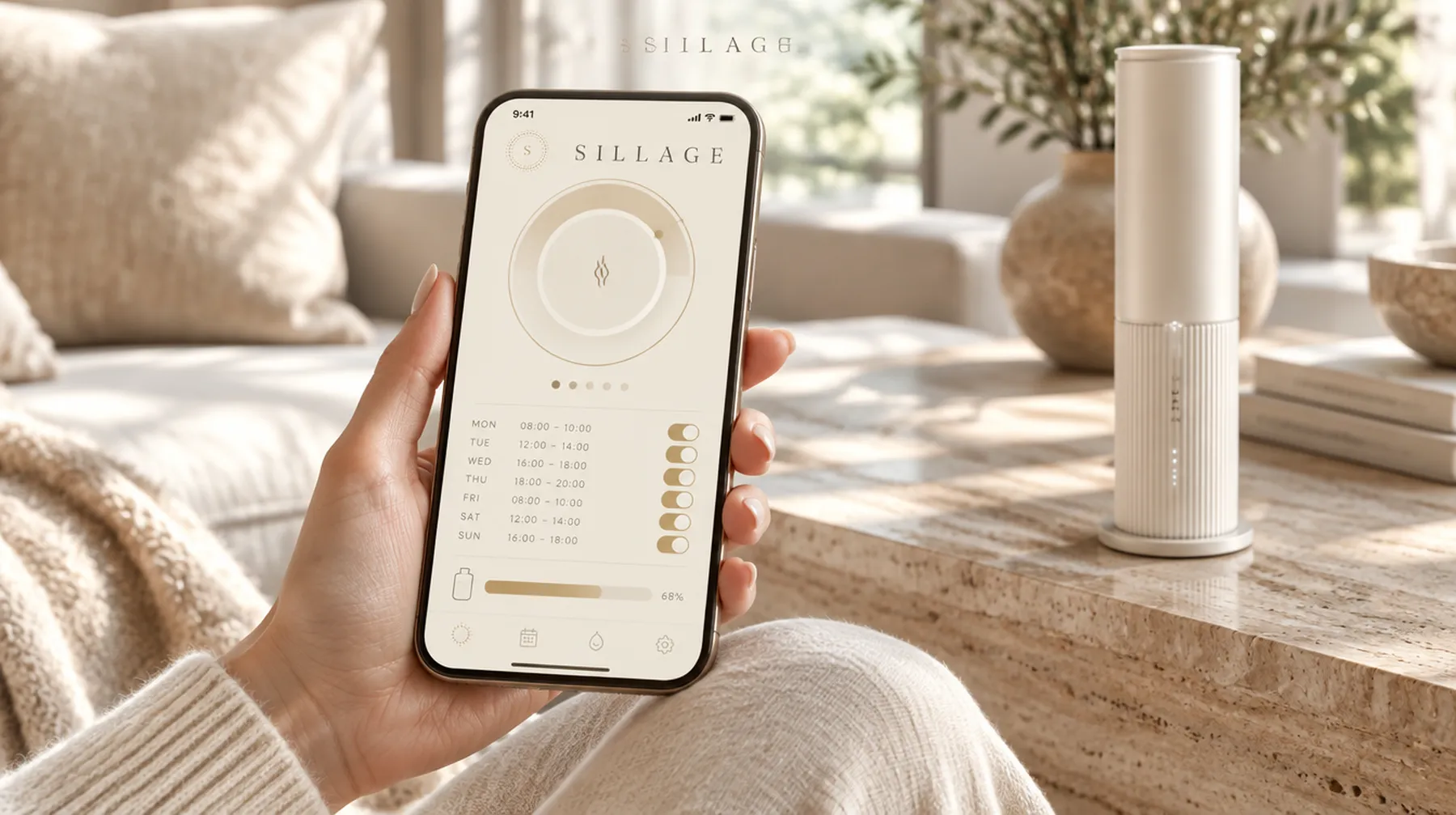 Application SILLAGE : réglage de l'intensité et programmation